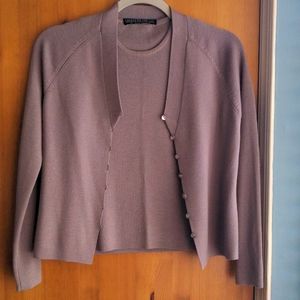 Lafayette 148 Wool Cardigan & Shell Set